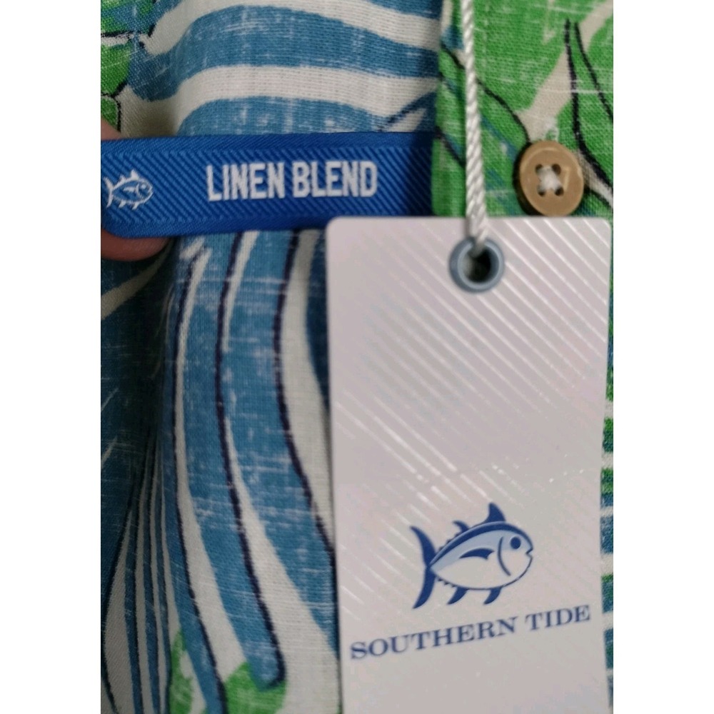 NWT Southern Tide Paradise Palms Linen Blend Sport Shirt XXL Tropical Vacation - Picture 13 of 14